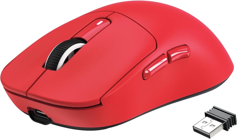 MANBASNAKE ATTACK SHARK X3 Wireless Gaming Mouse, 49g Ergonomic Computer Mouse, Triple Modes PAW3395 26K DPI Optical Sensor, 200h Battery Life, Programmable Buttons, Gaming Accessories for PC/Laptop/Mac (Red) - Image 1